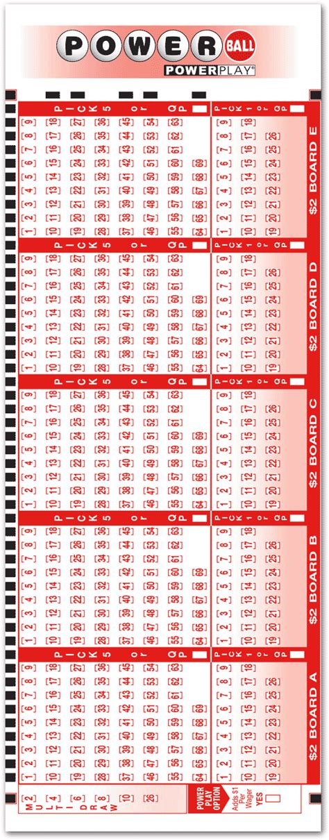 Powerball Number Sheet