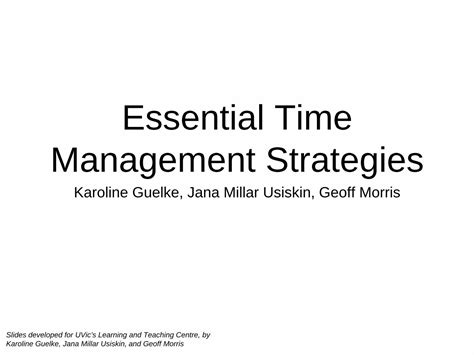 Pdf Essential Time Management Strategies · Essential Time Management Strategies Slides