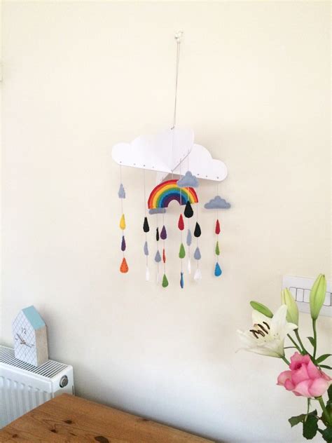 Baby Mobile Raindrop Rainbow Felt Cot Mobile Cloud Nursery