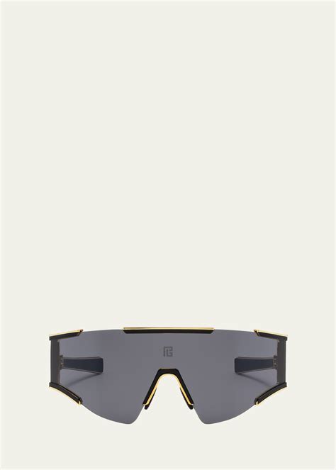 Balmain Logo Acetate And Titanium Shield Sunglasses Bergdorf Goodman