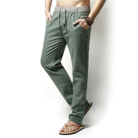 Mens Summer Linen Flax Sweatpants Natural Linen Pants Mens Trousers