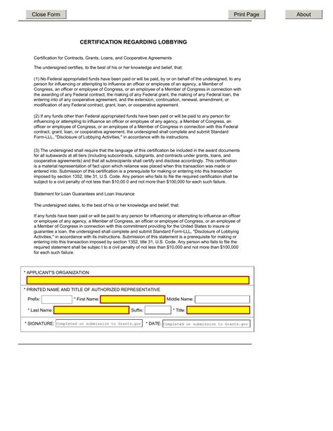 Certification Regarding Lobbying PDF Form FormsPal