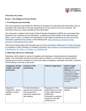 Fillable Online Events Due Diligence Form This Document Is The Privacy