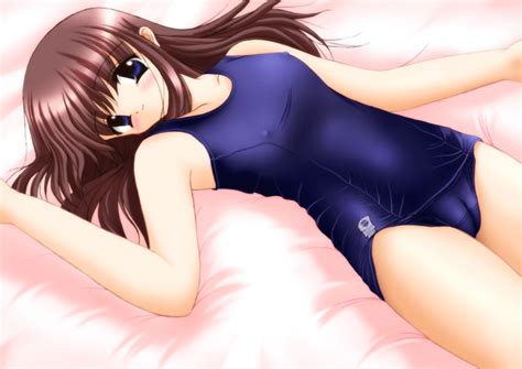 Xbooru Bed Blue Eyes Blush Brown Hair Cameltoe Erect Nipples Kisaragi