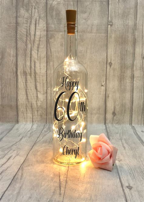 60th Birthday Gift Light Up Wine Bottle 60th Birthday Gift | Etsy