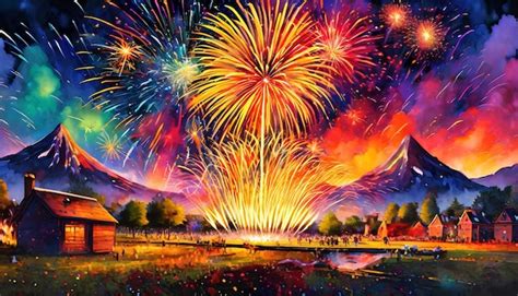 Premium Photo Explosive Celebration Ignites Vibrant Firework Display