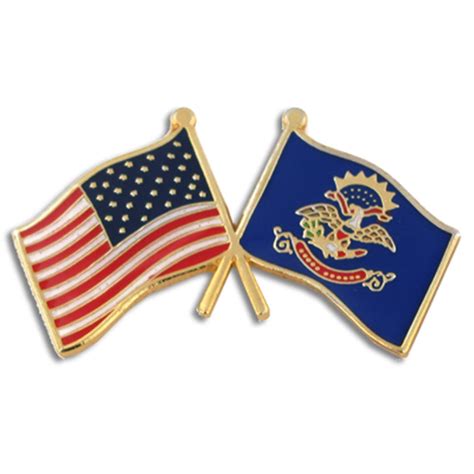 PinMart S North Dakota And USA Crossed Friendship Flag Enamel Lapel Pin