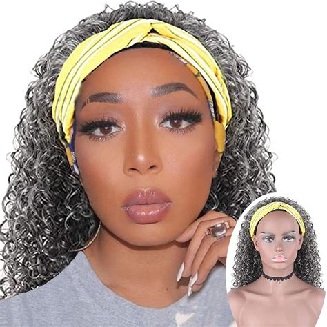 Amazon Oseti Curly Gray Headband Wig Long Wavy Headband Half Wigs