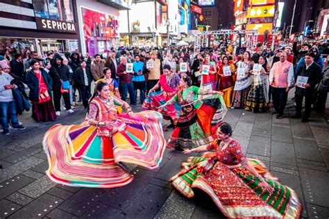 Indians Dance Garba In Times Square Post UNESCO Recognition