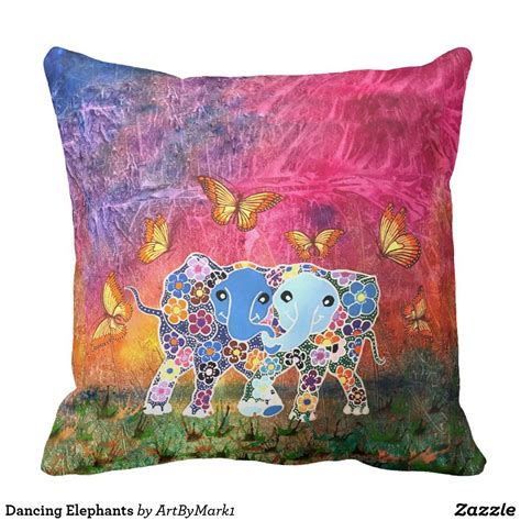 Dancing Elephants Throw Pillow Sizes Material To Chose From