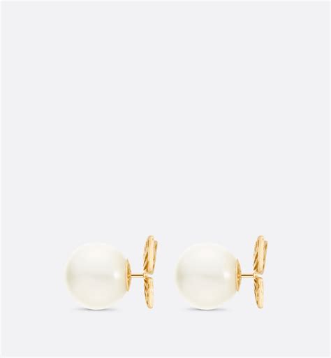 Dior Tribales Earrings Gold Finish Metal And White Resin Pearls Dior Gb