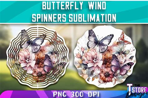 Butterflies Wind Spinners Sublimation Graphic By The T Store Design · Creative Fabrica