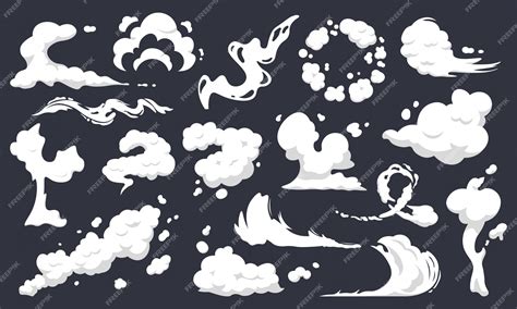 Premium Vector | Cartoon smoke clouds. Comic smoke flows, dust, smog and smoke steaming cloud ...