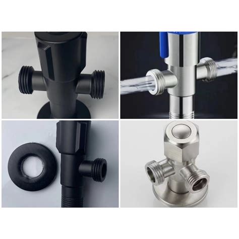 304 Stainless Steel Two Way Angle Valve 12 Angle Valve With Ring Cover For Faucet Toilet Set