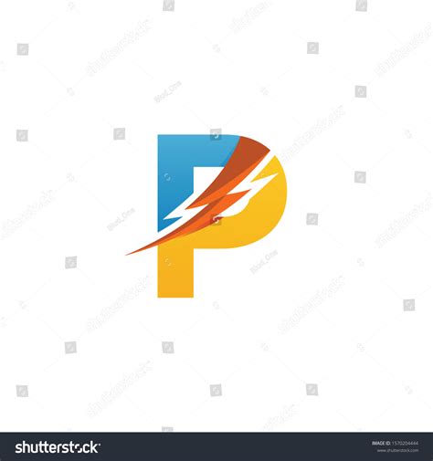 Letter P Lightning Bolt Logo Design Stock Vector Royalty Free