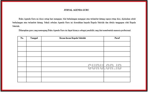 Download Buku Kerja Ii Jurnal Agenda Guru Doc Guruorid