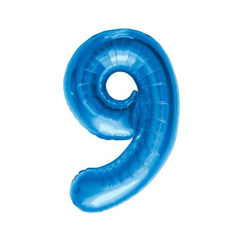 34 Number 9 Blue Helium Balloon