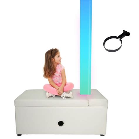 Sensory Waterless Led Light Tube 180cm And White Rectangular Padded Seat Plinth Educational