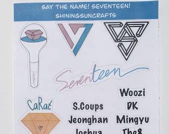 Seventeen Kpop Sticker Sheet Etsy