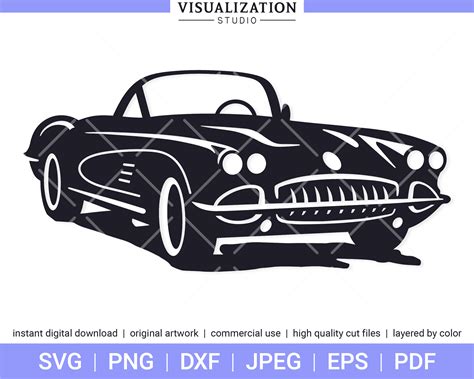 Classic Corvette Car Vector Clipart Instant Digital Etsy Canada