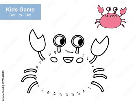 Grafika Wektorowa Stock Number Game Dot To Dot Cute Crab Cartoon