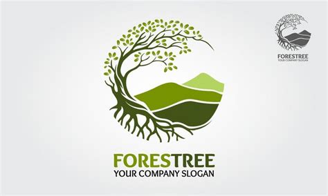 Forest Tree Vector Logo Tree And Mountain Vector Design Elements