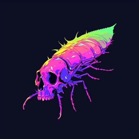 Premium Vector A Cockroach With A Skull Head Acid Colors