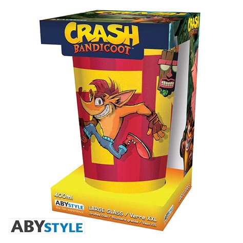 Crash Bandicoot Large Glass 400ml Tnt Crash Box X2 Abysse Corp