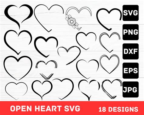 Hearts Svg Bundle Heart Outline Svg Heart Cut Files Heart Clipart