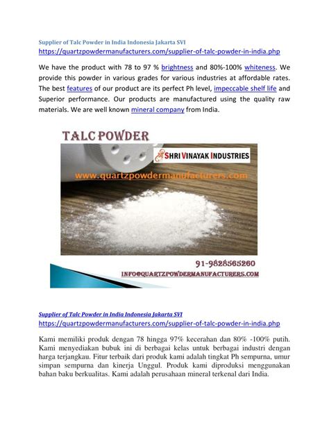 Ppt Supplier Of Talc Powder In India Indonesia Jakarta Svi Powerpoint