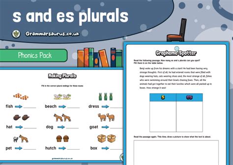 Ks1 S And Es Plurals Phonics Pack Grammarsaurus