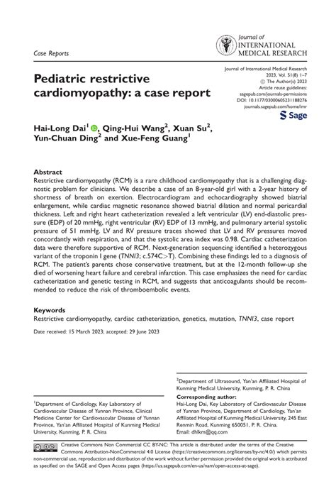 Pdf Pediatric Restrictive Cardiomyopathy A Case Report