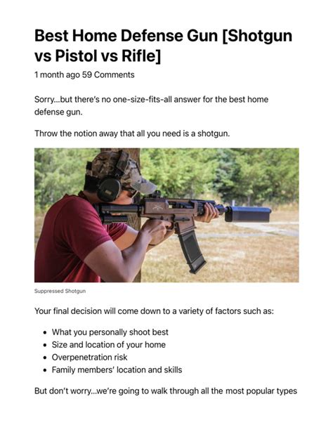 Best Home Defense Gun Shotgun Vs Pistol Vs Rifle Pew Pew Tactical