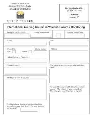 Fillable Online Hilo Hawaii Applicform International Application Form