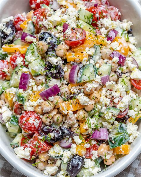 Greek Chickpea Salad Tzatziki Dressing For A Plant Based Protein Boost Clean Food Crush