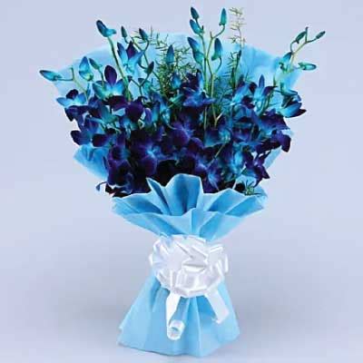 Beautiful Blue Orchid Bouquet. Exclusive Packaging. Free Urgent ...