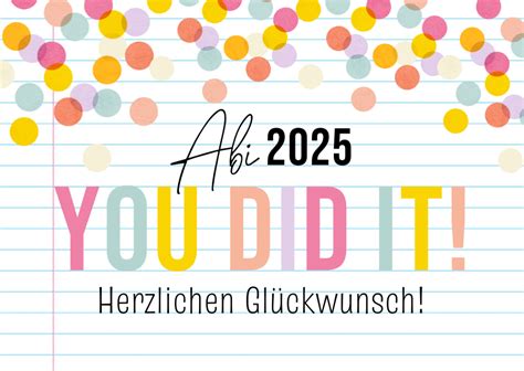 Glückwunschkarte Abi 2025 Konfetti Send a Smile