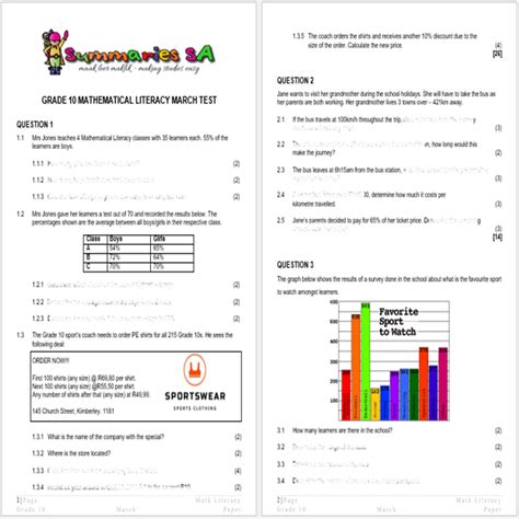 Grade 10 Mathematical Literacy Math Lit March Paper And Memo 2024 Classroom101