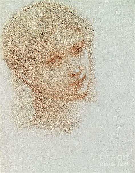 Head Study Of A Girl C 1865 6 Drawing By Edward Coley Burne Jones