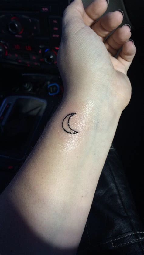 new tiny crescent moon wrist tattoo | Moon tattoo wrist, Crescent moon ...