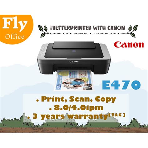 Canon Pixma E470 Ink Efficient All In 1 Inkjet Printer Compact Wireless