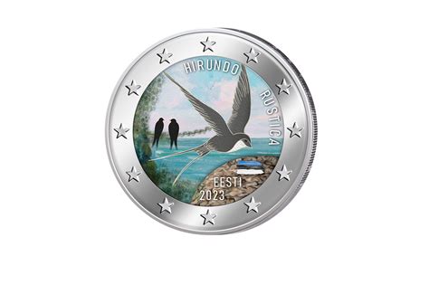 2 Euro 2023 Estland Nationalvogel Rauchschwalbe Bfr Mit Farbmotiv Primus