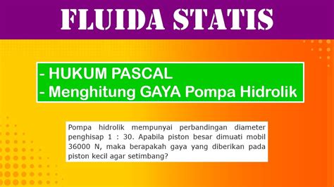 Pembahasan Soal Fluida Statis Menentukan Besar Gaya Piston