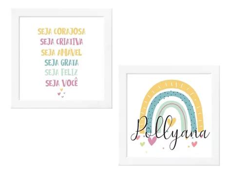 Quadro Infantil Arco Iris Personalizado Frase Seja Voce