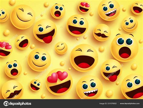 Smiley Emojis Yellow Background Vector Concept Smileys Emoji Avatar