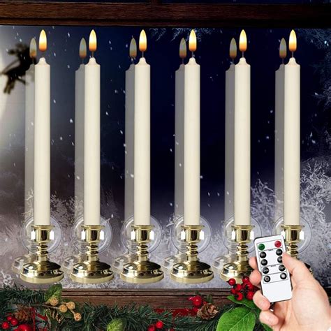 Flameless Window Candles With Timer And Remote 10 Battery Operated 3d Wick Led Flickering Indoor