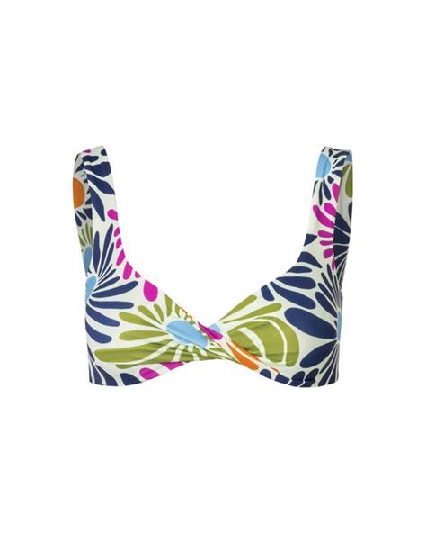 Cala De La Cruz Bettina Criss Cross Bikini Top In Blue Lyst