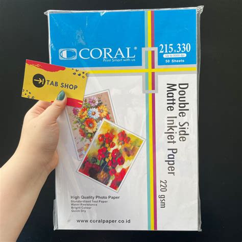 Jual CORAL DOUBLE SIDE MATTE INKJET PAPER F4 220 GSM 50 SHEETS