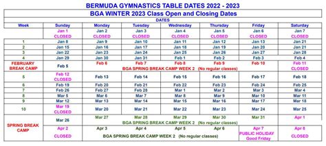 Recreational Classes Schedule