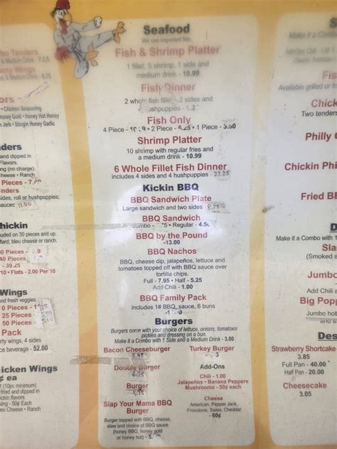 Menu At Kelleys Kickin Chicken Restaurant West Memphis